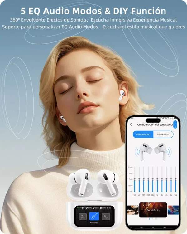 Auriculares intraurales inalámbricos Skululu TWS A9 PRO APP, blancos - Image 5