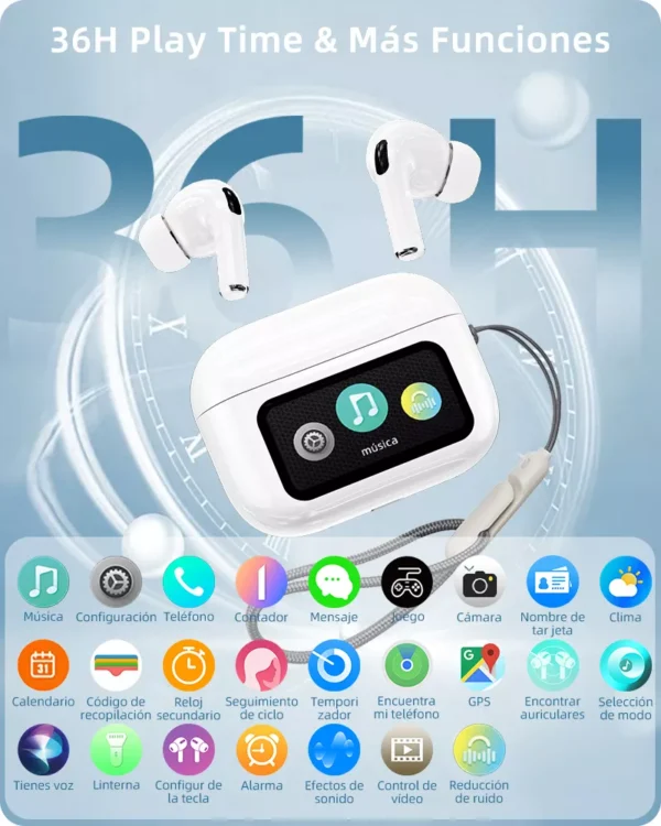 Auriculares intraurales inalámbricos Skululu TWS A9 PRO APP, blancos - Image 6