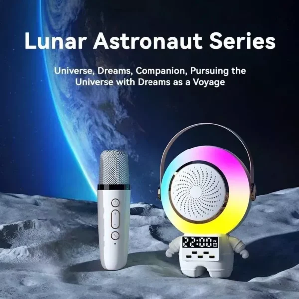 Parlante Astronauta Reloj Bluetooth Karaoke Luces Microfono - Image 3