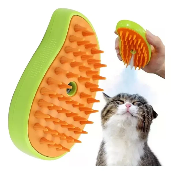 Cepillo De Vapor 3en1 Masajeador Para Mascotas Perros Gatos Color Verde Lima - Image 4